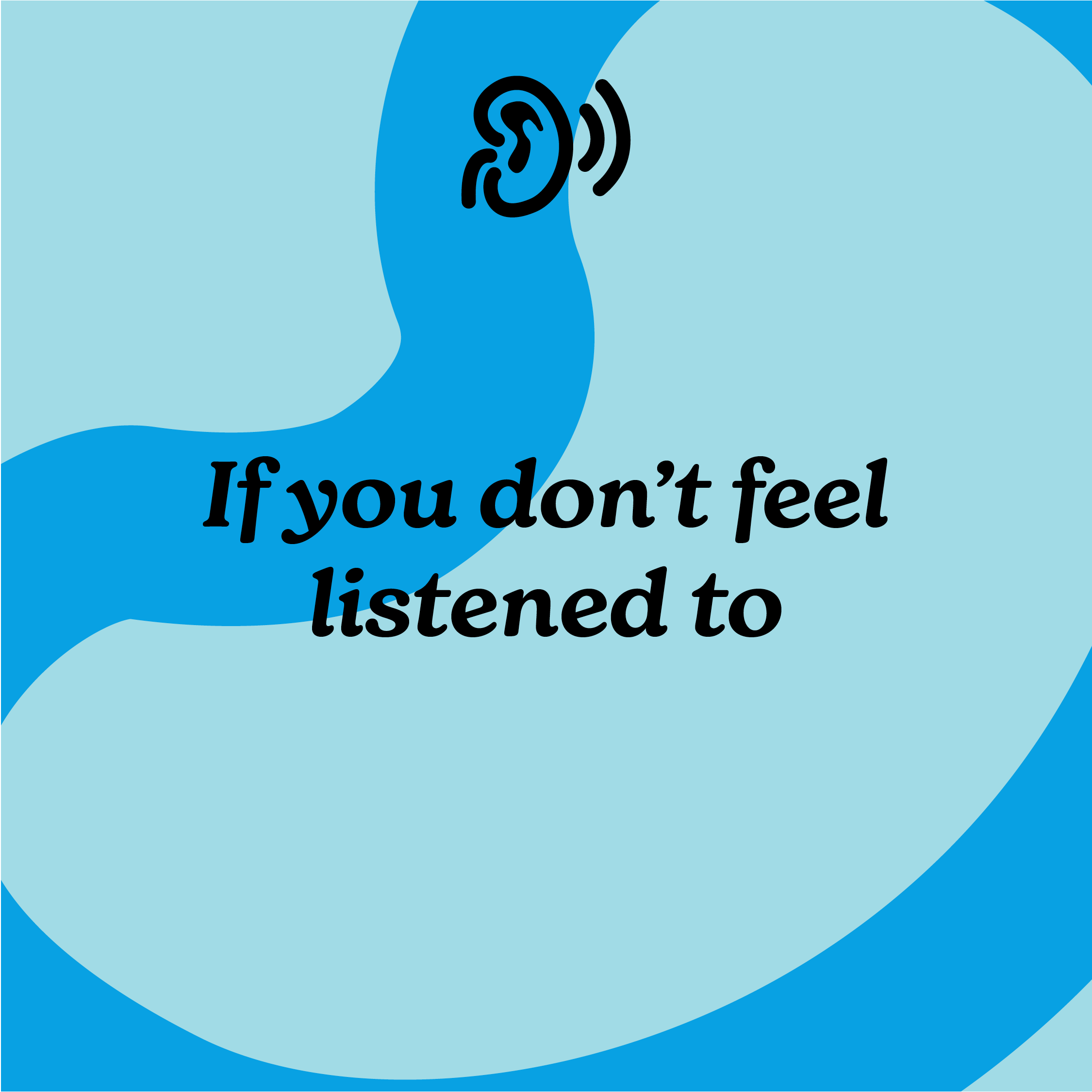 blue and teal background with black text "Choosing who you listen to" and sound icon at top.