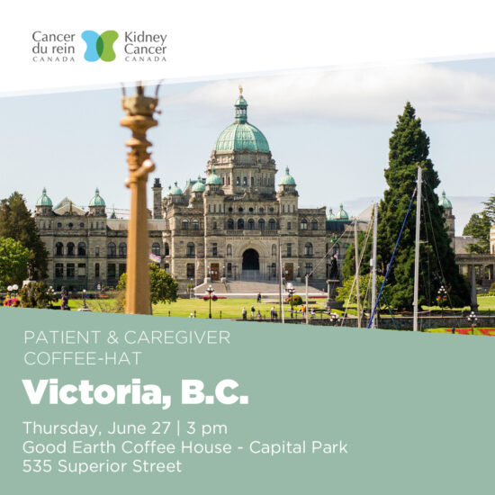 English language social banner for Coffee chat in Victoria, B.C. on Jun 27 at 3:00pm.